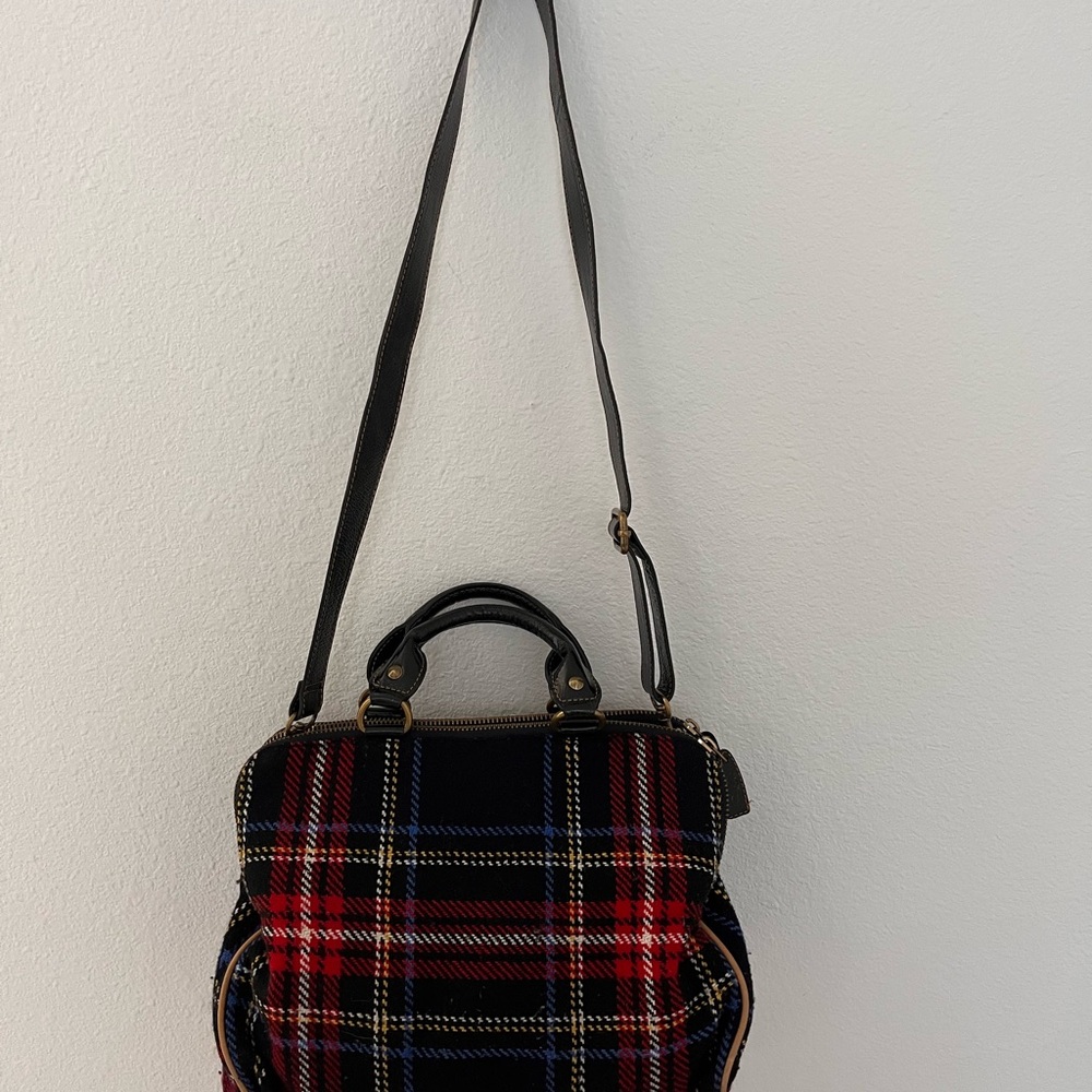 Betsey Johnson Red and Tan Plaid Crossbody Bag - Picture 3 of 11
